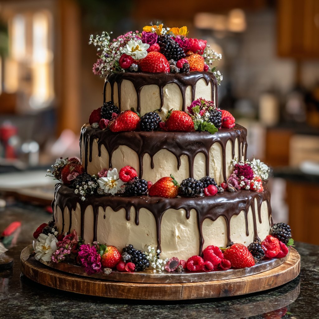 30th Birthday Cake with Dark Chocolate Ganache
